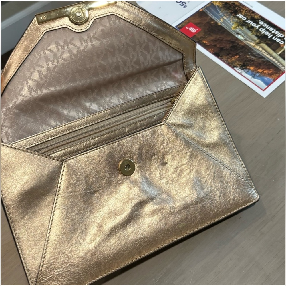 Michael Kors Metallic Gold Clutch - Picture 7 of 9